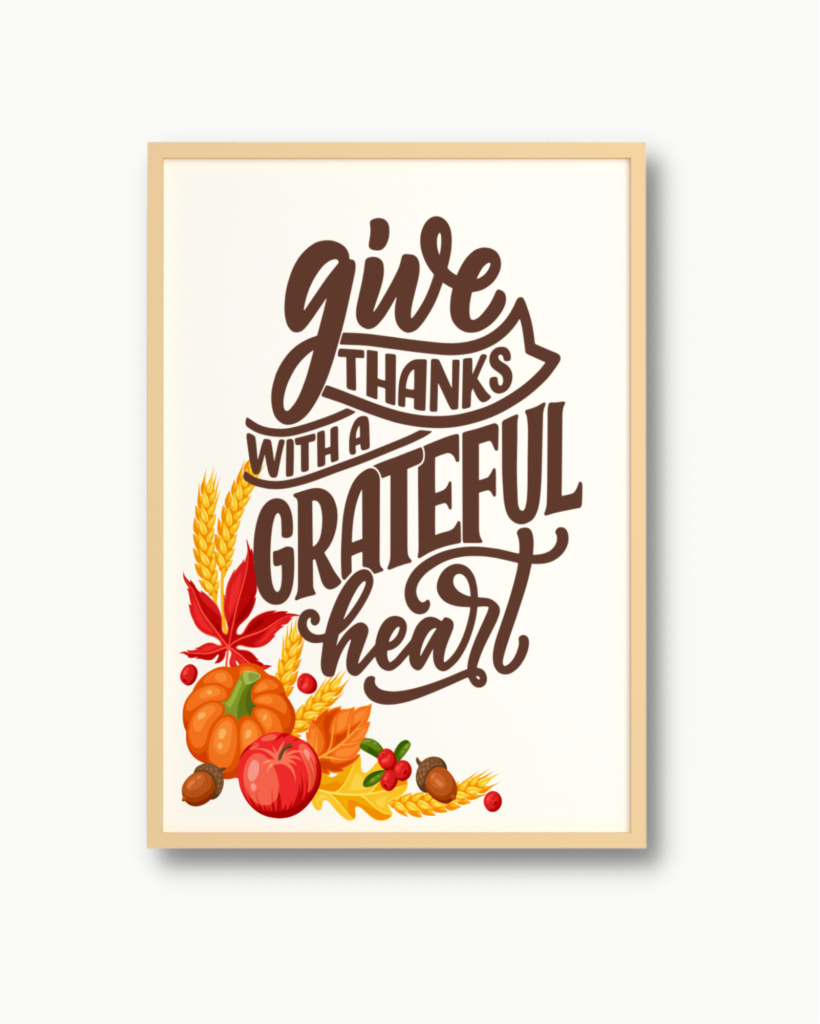 thanksgiving art print grateful heart
