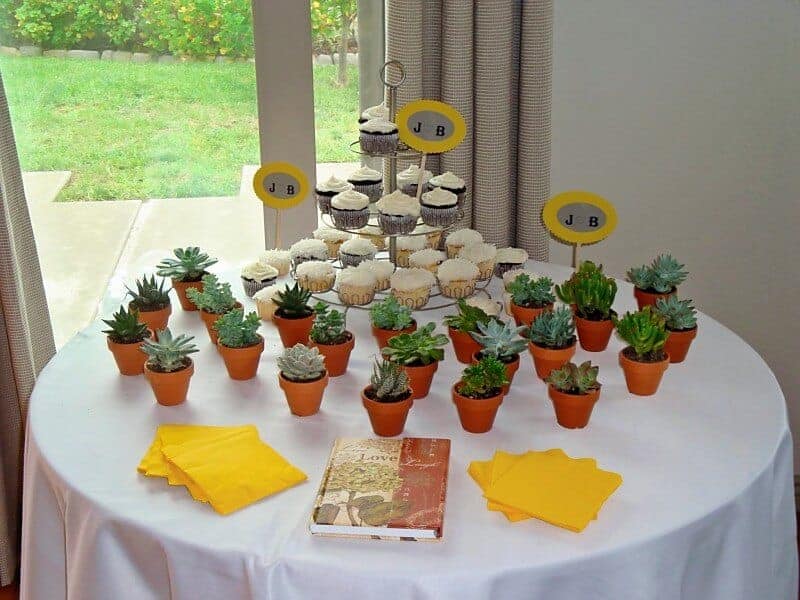 Succulent Bridal Shower | Yellow and Grey Bridal Shower | Succulent Party Decor | www.madewithHAPPY.com