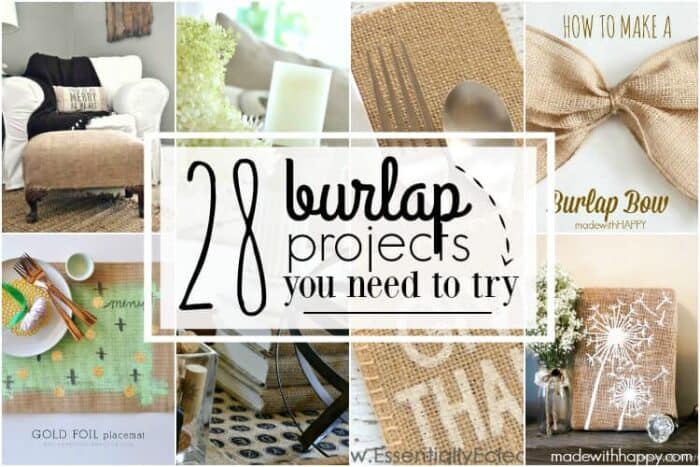28 Burlap Projects | Burlap DIY Projects | Burlap Home Decor | Burlap DIY gifts | Burlap Outdoor Projects | Simple Burlap Crafts | www.madewithHAPPY.com