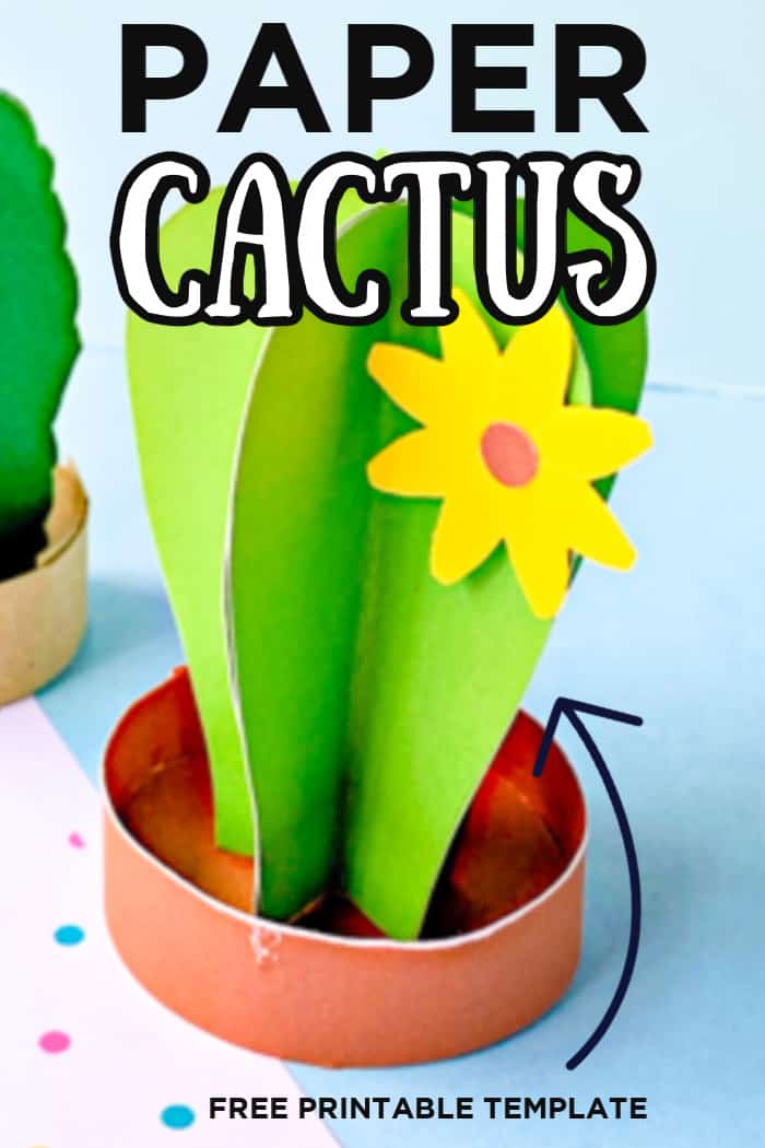 3D Paper Cactus Crafts for Kids