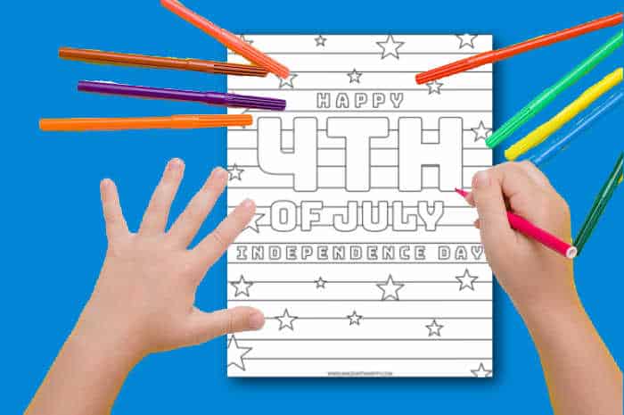 kid coloring a 4th July picture 