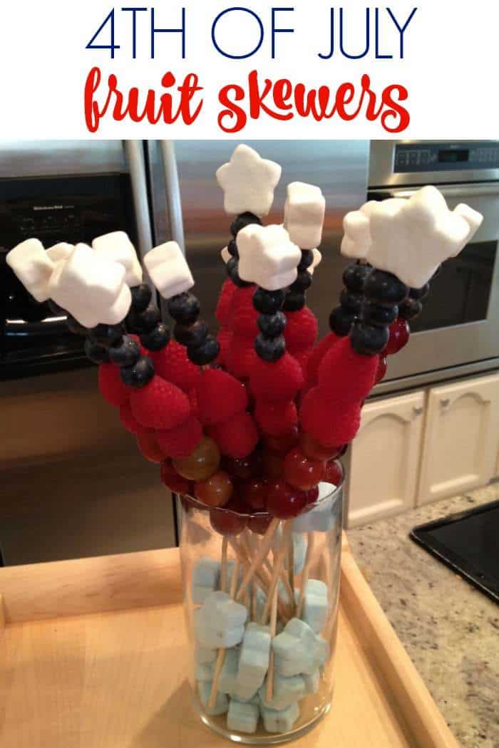 4th of July Fruit Skewers are perfect for any fourth of July party. These Fruit skewers are great as a side dish or fourth of july appetizer. 