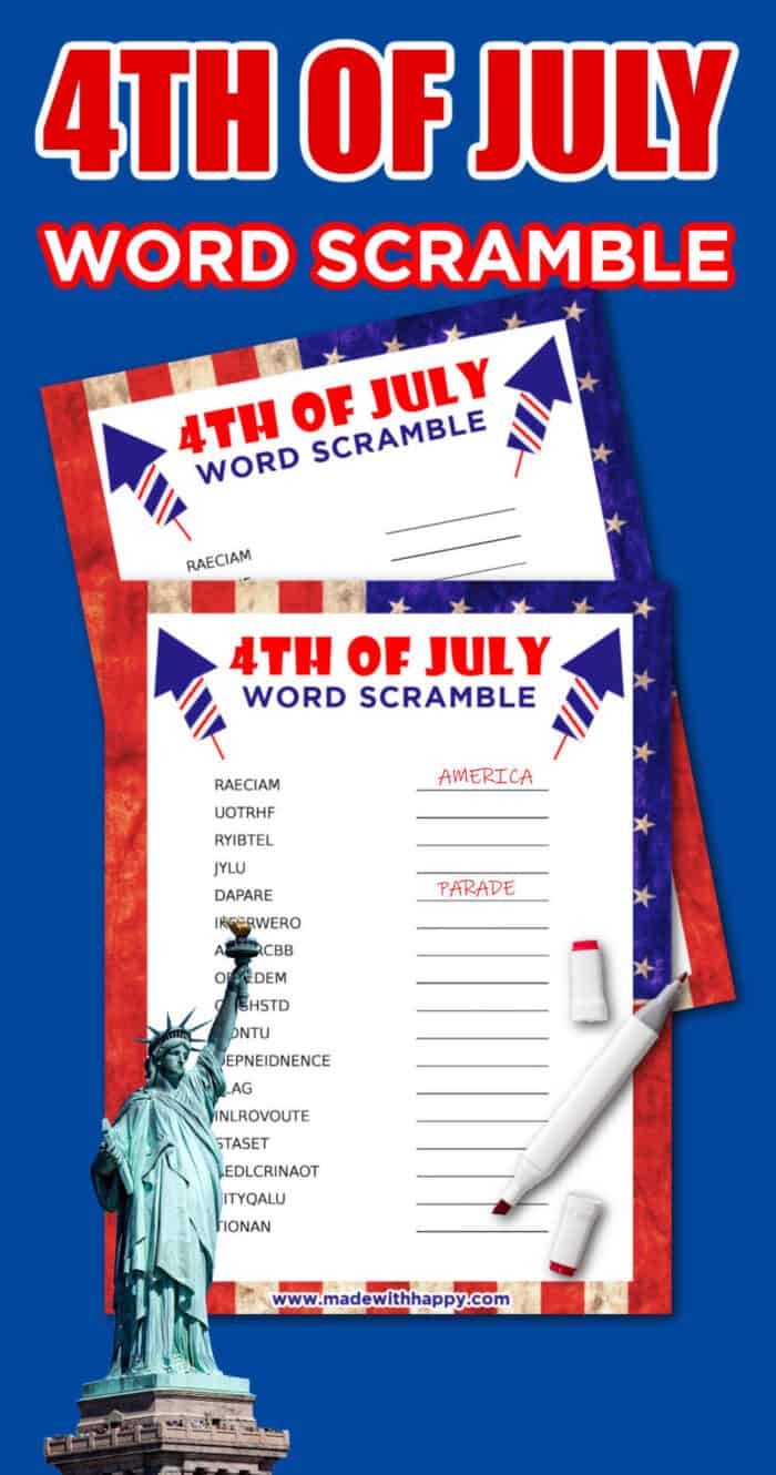 fourth of july word scramble