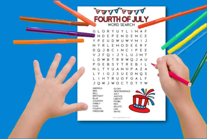 kids july 4th word search