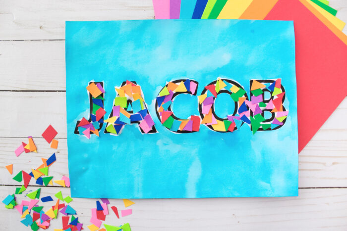 rainbow name craft for kids
