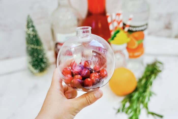 Add cranberries to ornament drink