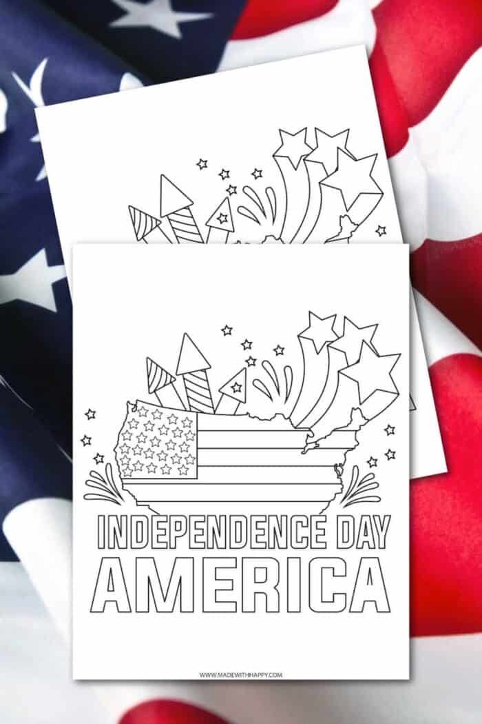 Coloring page of the american flag