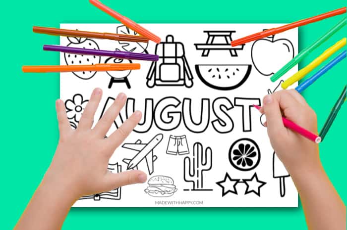 Free Printable August Coloring Page - Made with HAPPY