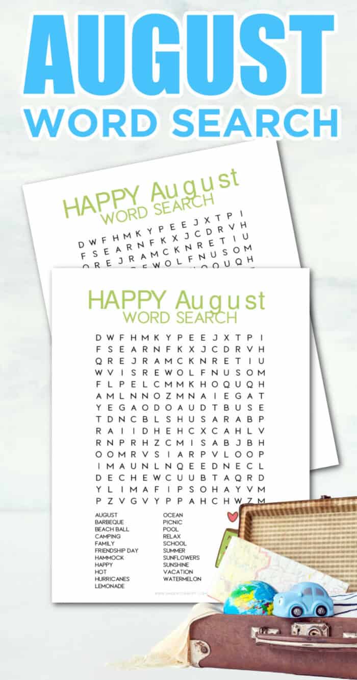 Word Search for the month of August
