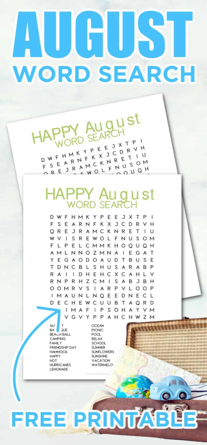 free printable august word search
