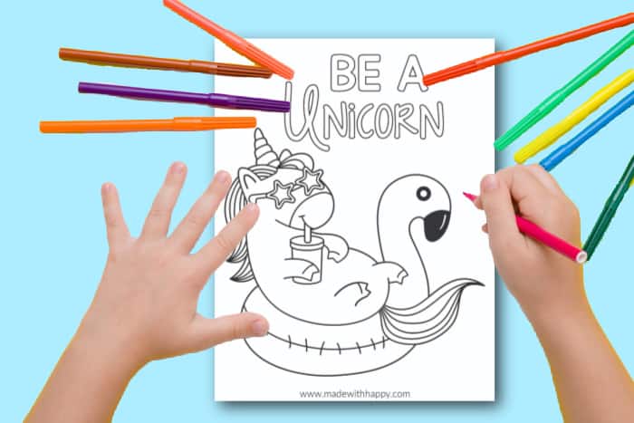 kids coloring unicorn page
