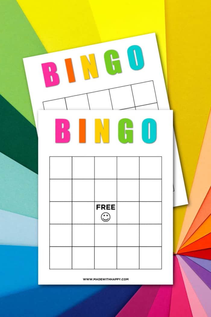 blank bingo card game