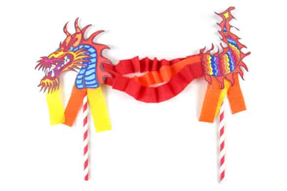 Chinese Dragon Puppet - Kids Craft with Printable Dragon Template