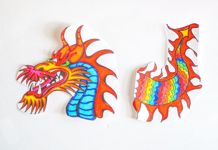 cut out dragon puppet