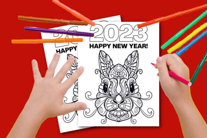 Chinese rabbit coloring page