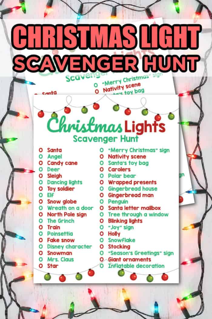 christmas light scavenger hunt printable