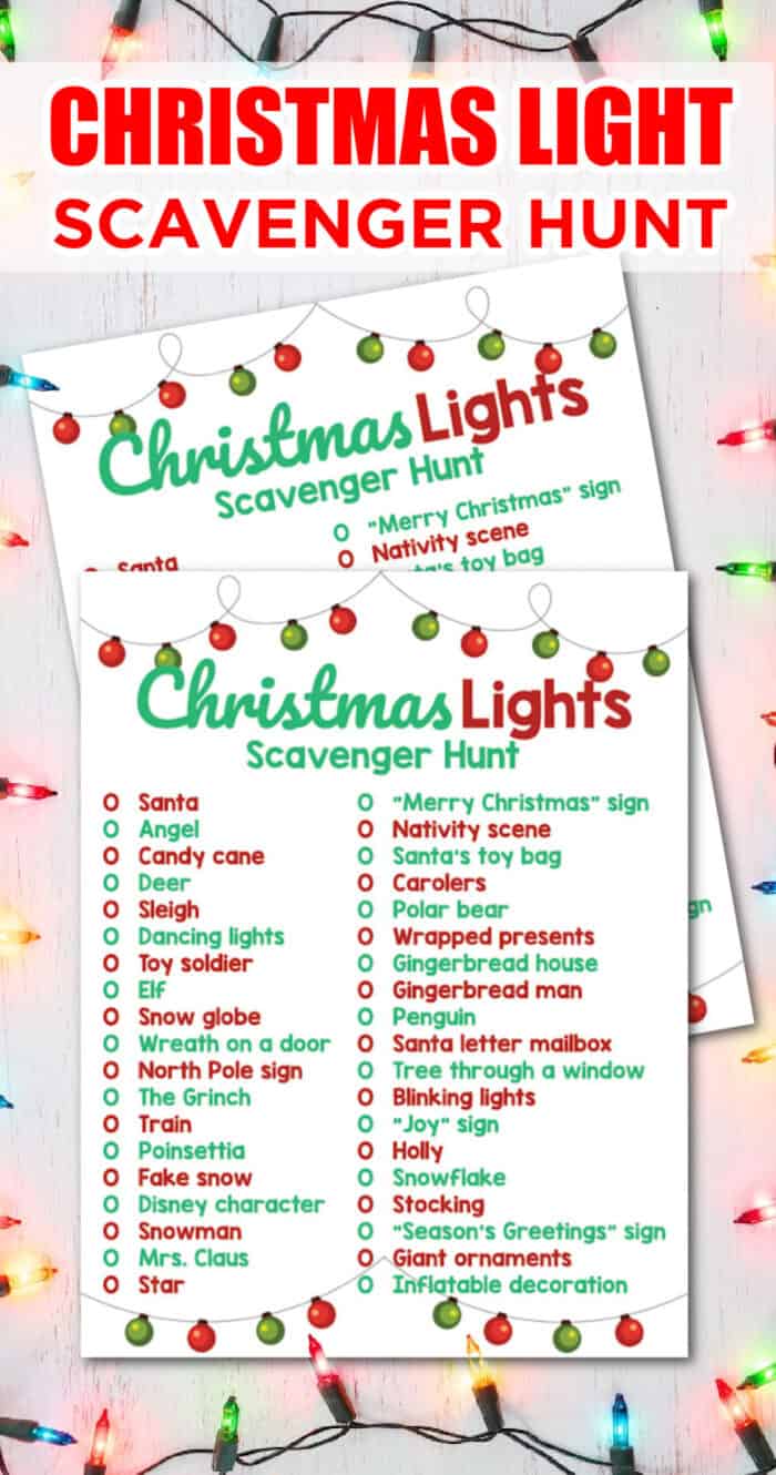 christmas light scavenger hunt list