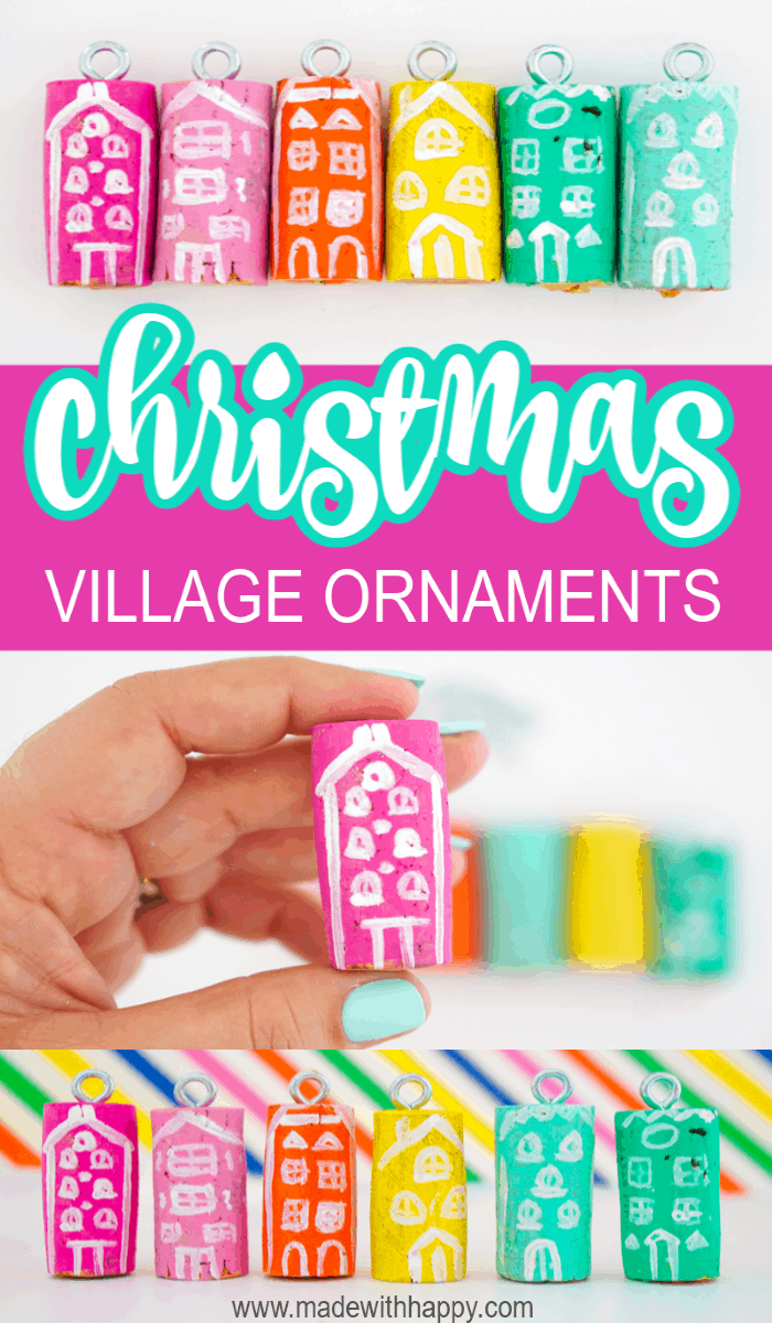 Christmas Village Wine Cork Ornaments