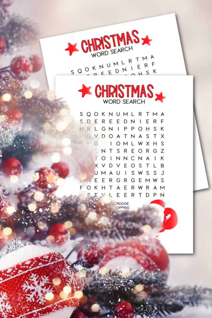 christmas word search printable