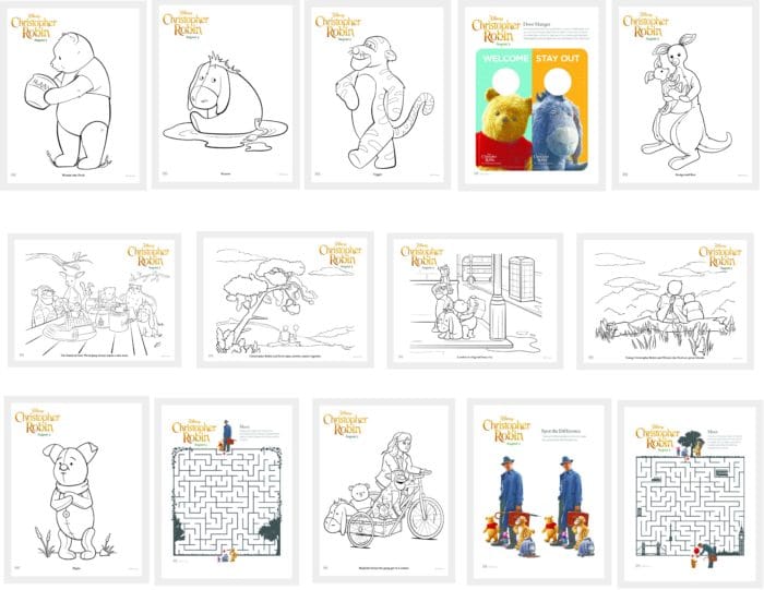 Printable Activity pages for Christopher Robin and Winnie the Pooh. Disney's Christopher Robin Movie Printable and Activity Sheets. Winnie the Pooh Party Decorations. Activity Ideas for Winnie the Pooh fans. Christopher Robin and the 100 acre woods. Pooh party ideas.