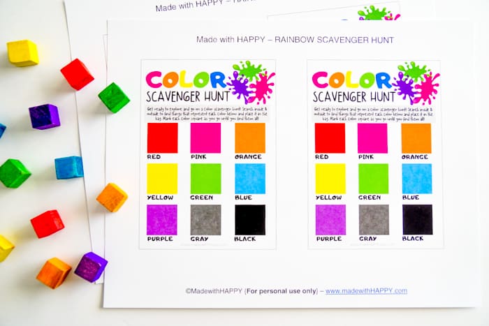 Free Printable Rainbow Treasure Hunt