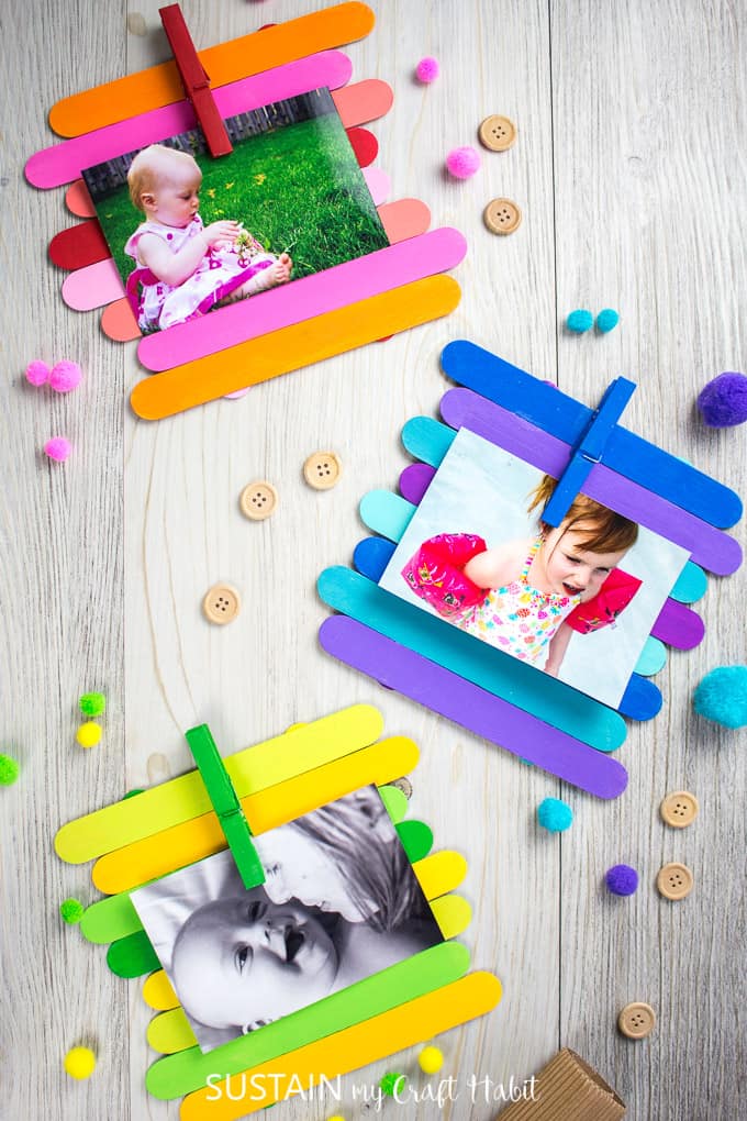 Colorful Popsicle Stick Photo Frame