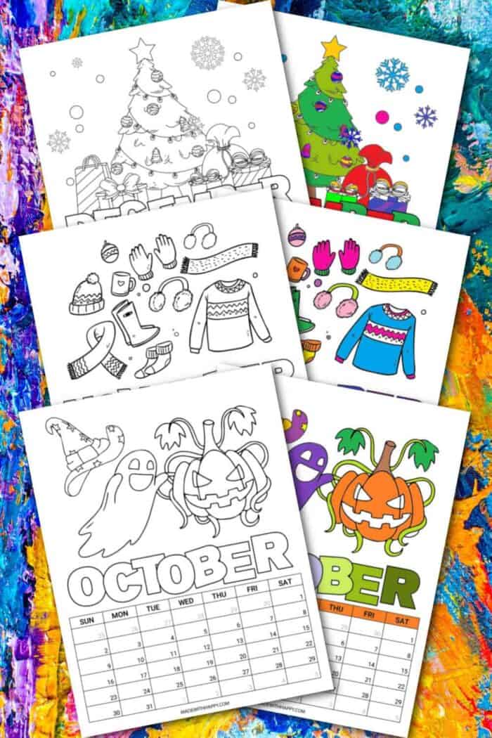 Coloring Calendar October November December
