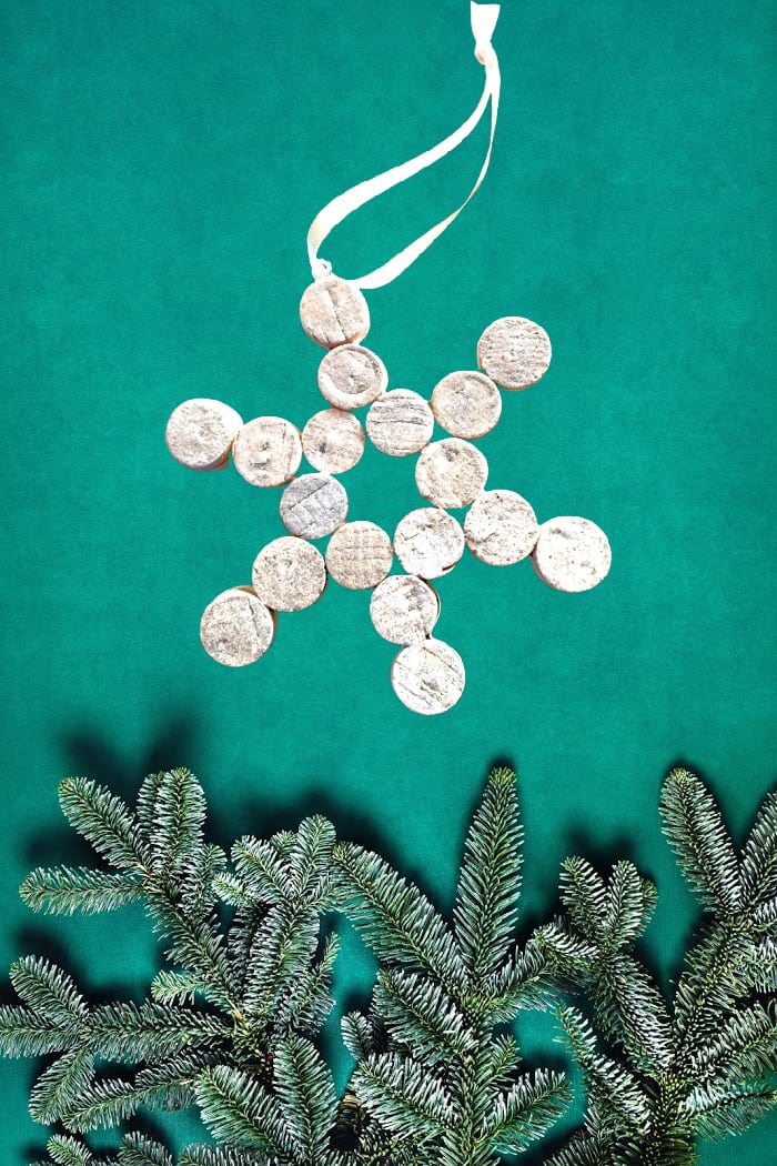 White Cork Snowflake Ornament