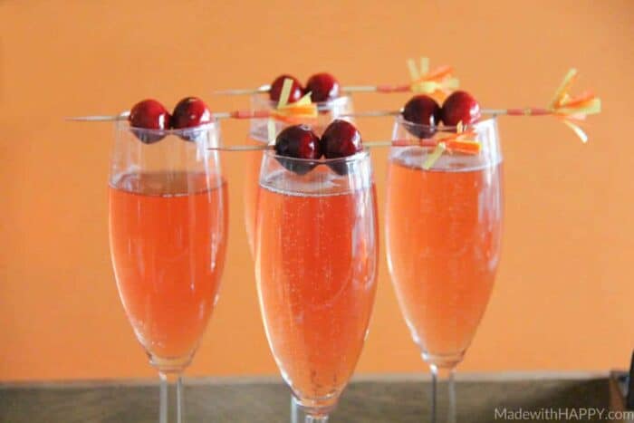 Cranberry Watermelon Champagne Cocktail | Holiday Cocktails | Cranberry Cocktails | Champagne Cocktails | www.madewithhappy.com 