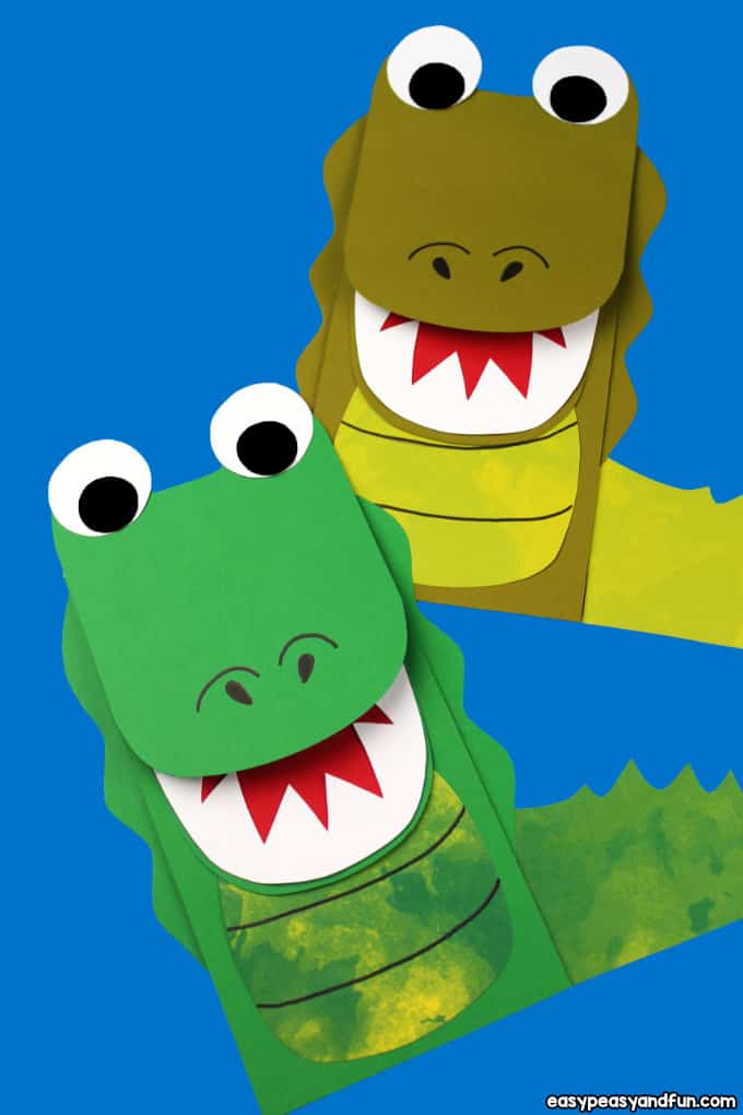 Crocodile Paper Bag Puppets For Kids