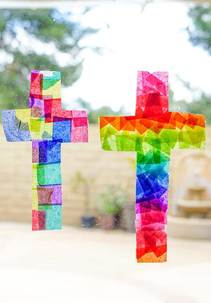 Rainbow Suncatcher Craft. This Easter Suncatcher Craft is perfect kids Easter craft. We're show you just how to make a suncatcher with tissue paper.