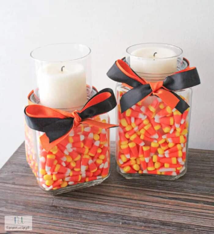 DIY Candy Corn Candle Holders