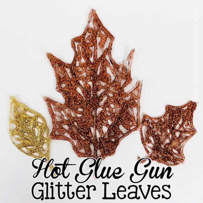 Hot Glue Glitter Leaves