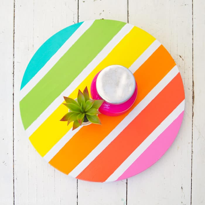 Rainbow striped lazy susan. 