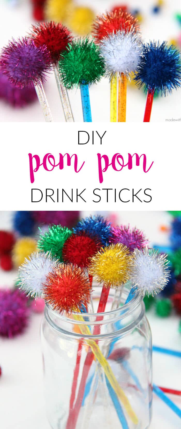 DIY Pom Pom Drink Sticks | Drink Stirrers | Cocktail Bling | Styling a Cocktail | DIY Pom Pom Sticks | Pom Pom Bouquet | www.madewithHAPPY.com