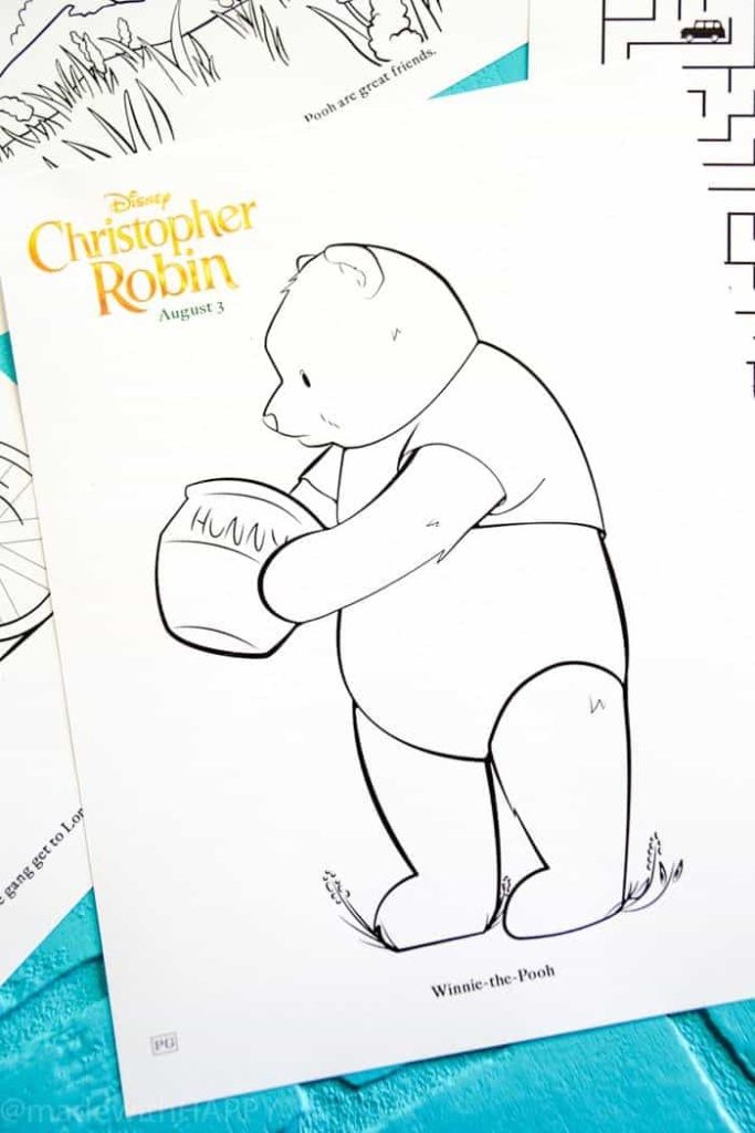 Disney's Christopher Robin Movie Printable and Activity Sheets. Winnie the Pooh Party Decorations. Activity Ideas for Winnie the Pooh fans. Christopher Robin and the 100 acre woods. Pooh party ideas.