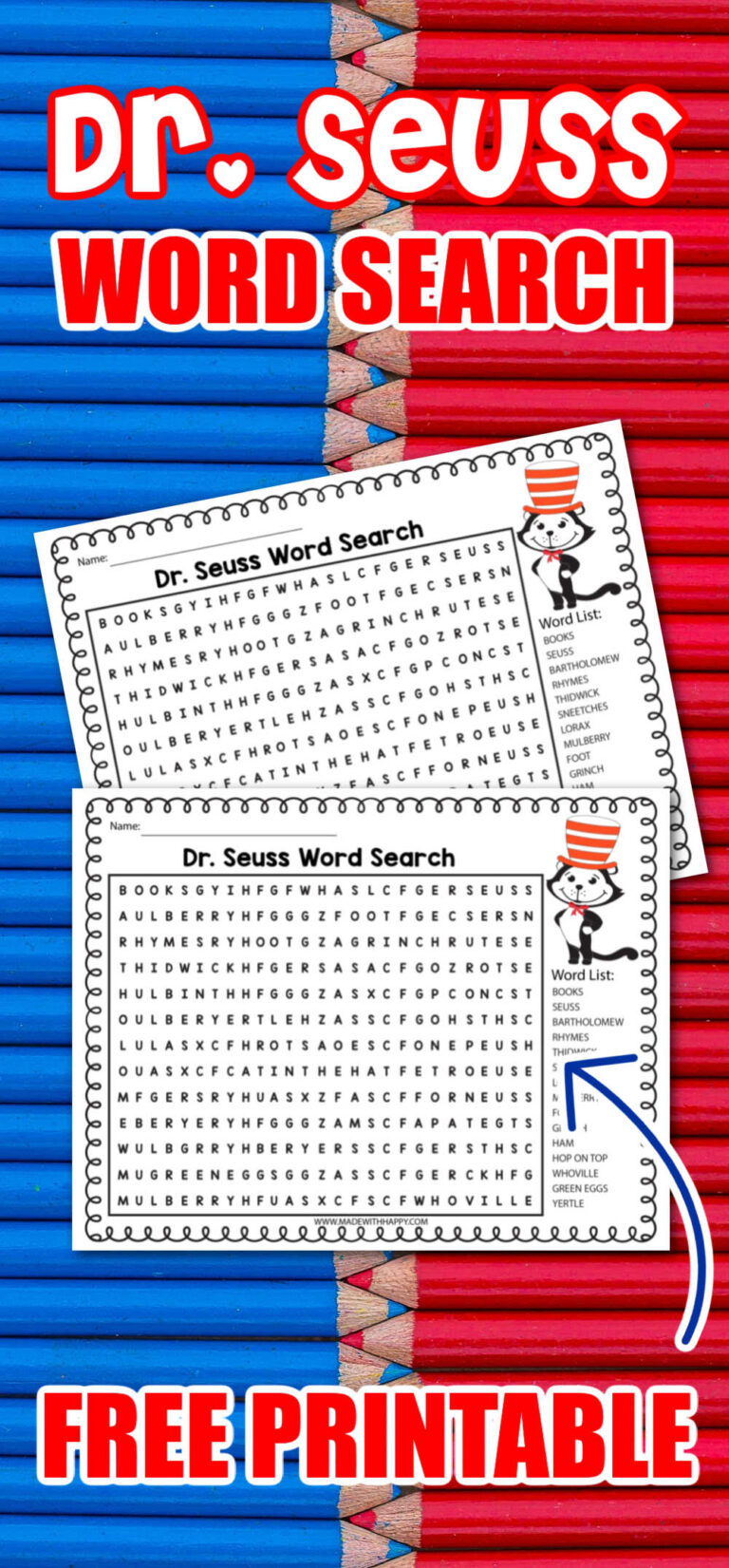 Free Printable Dr. Seuss Word Search - Made with HAPPY Free Printable Dr. Seuss Word Search - Made with HAPPY
