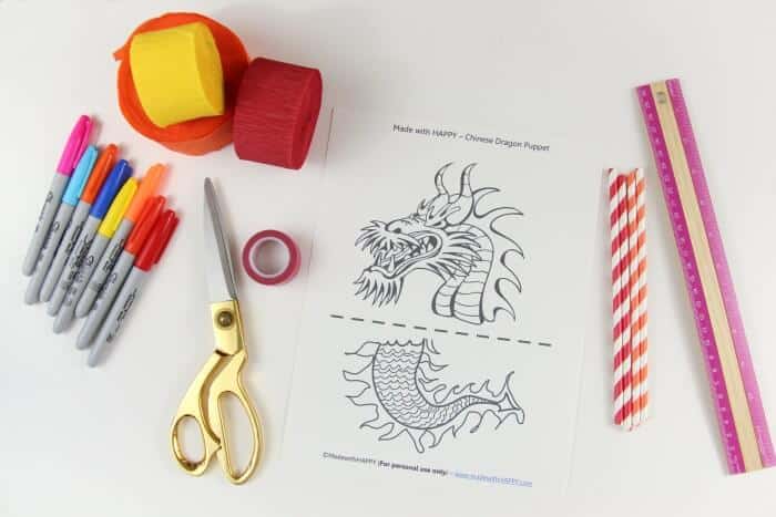 Chinese Dragon Puppet | Preschool Crafts | Chinese Kids Crafts | Dragon Puppet | www.madewithHAPPY.com
