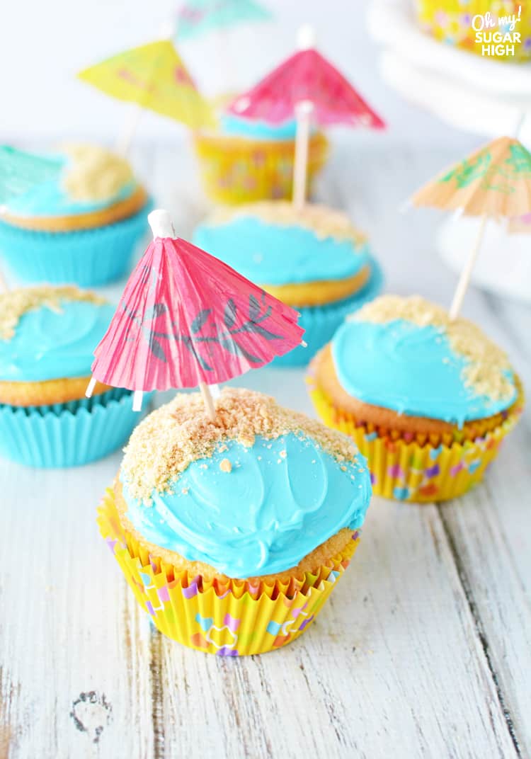 Each Beach Birthday Cupcakes