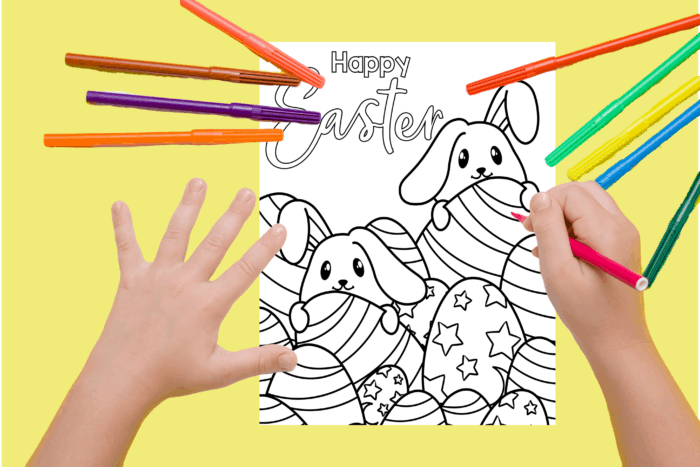 Happy Easter Coloring Page for kids