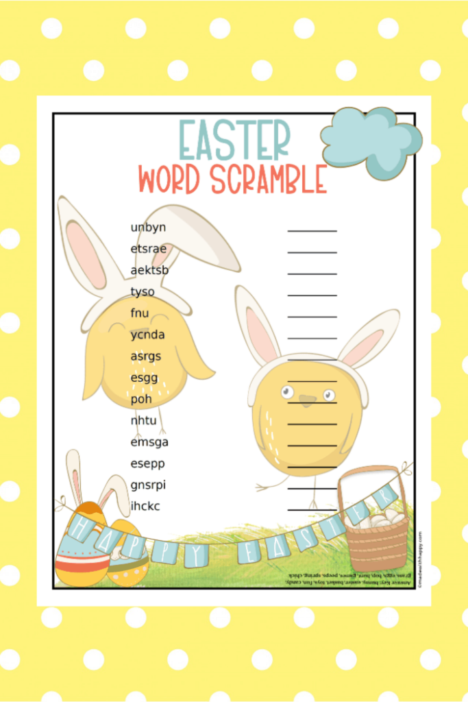 Free Easter Word Scramble Printable