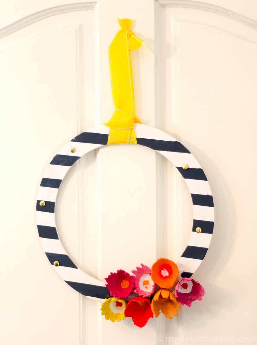 Egg carton flower wreath