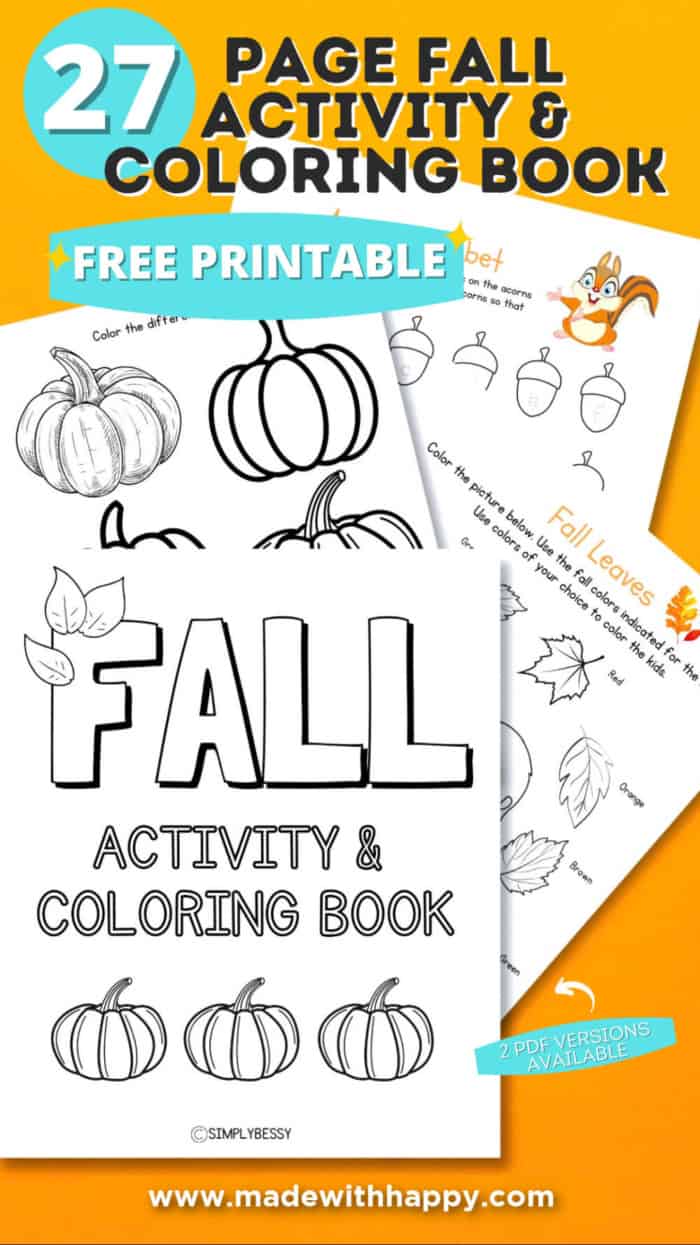 Fall activity book worksheets