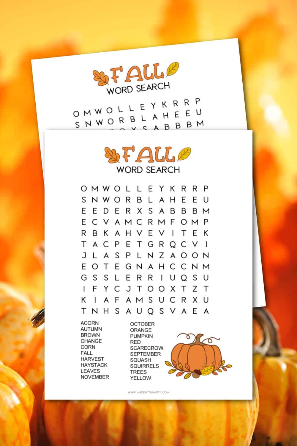Fall Word Search Printables