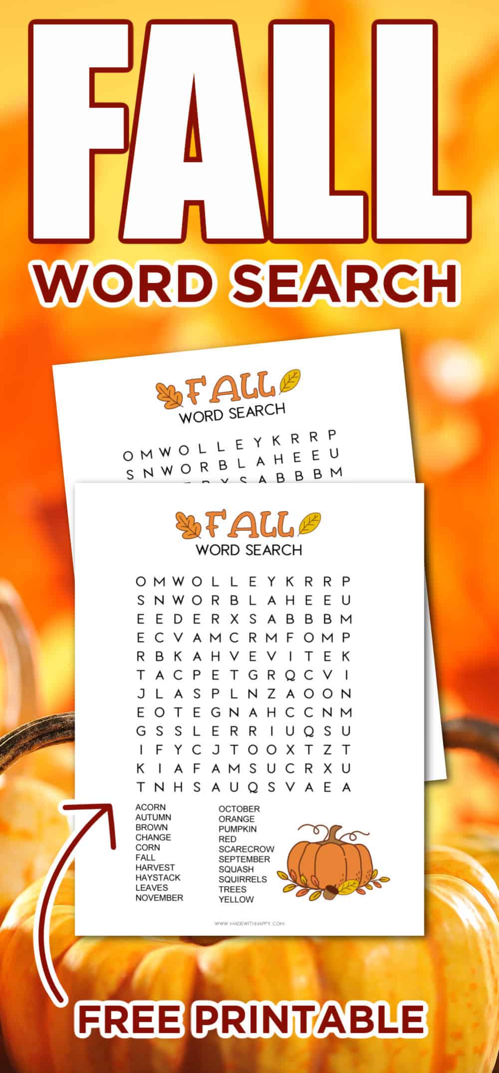 fall harvest word search