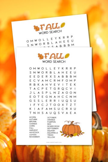 Free Fall Word Search Printable For Kids - Made with HAPPY