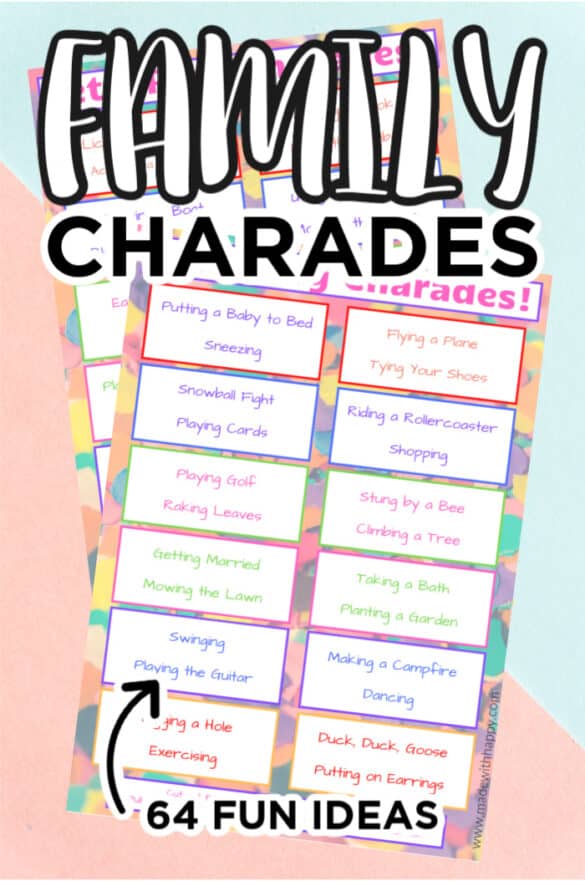 Camping Charades Free Printable