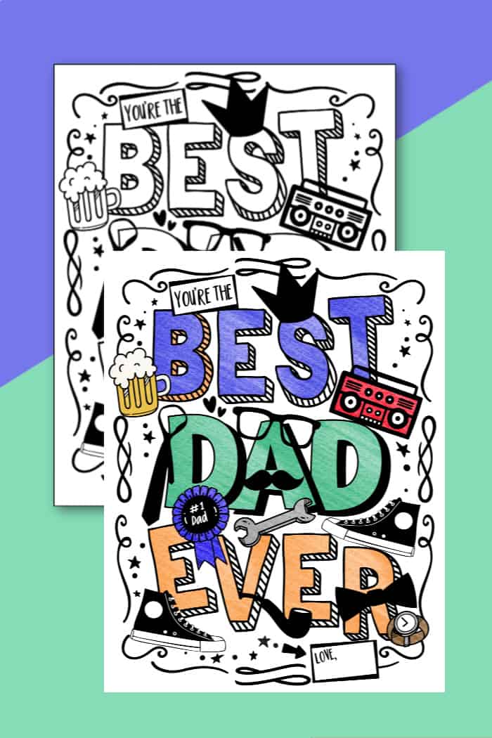 Best Dad Coloring Pages - Made with HAPPY