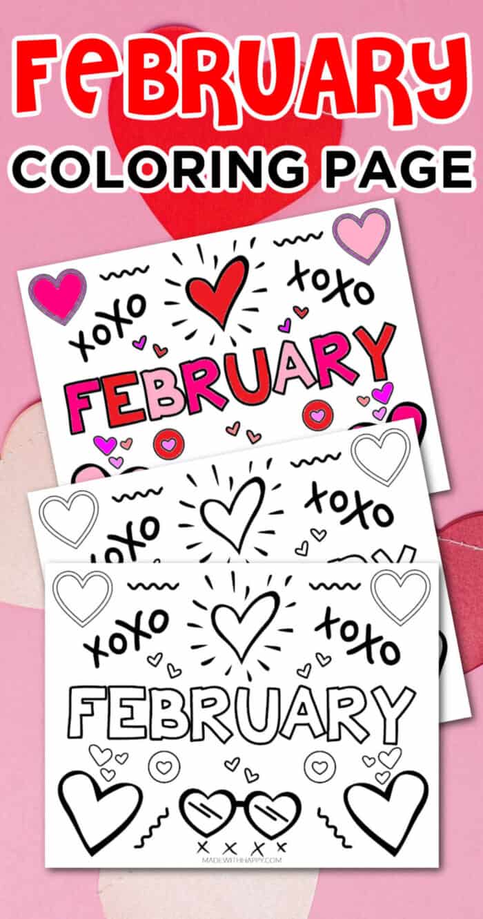 February themed coloring pages