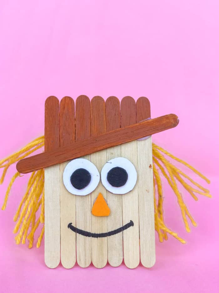 finished scarecrow craft for kindergarten